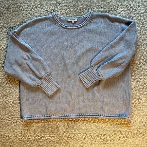 Madewell Cotton powder-blue oversized crew neck sweater - Picture 3 of 4